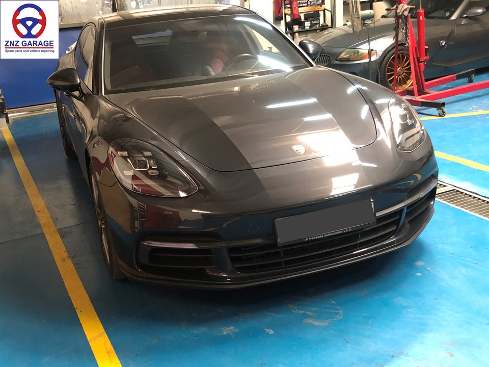 Porsche Panamera in ZNZ Garage workshop bay